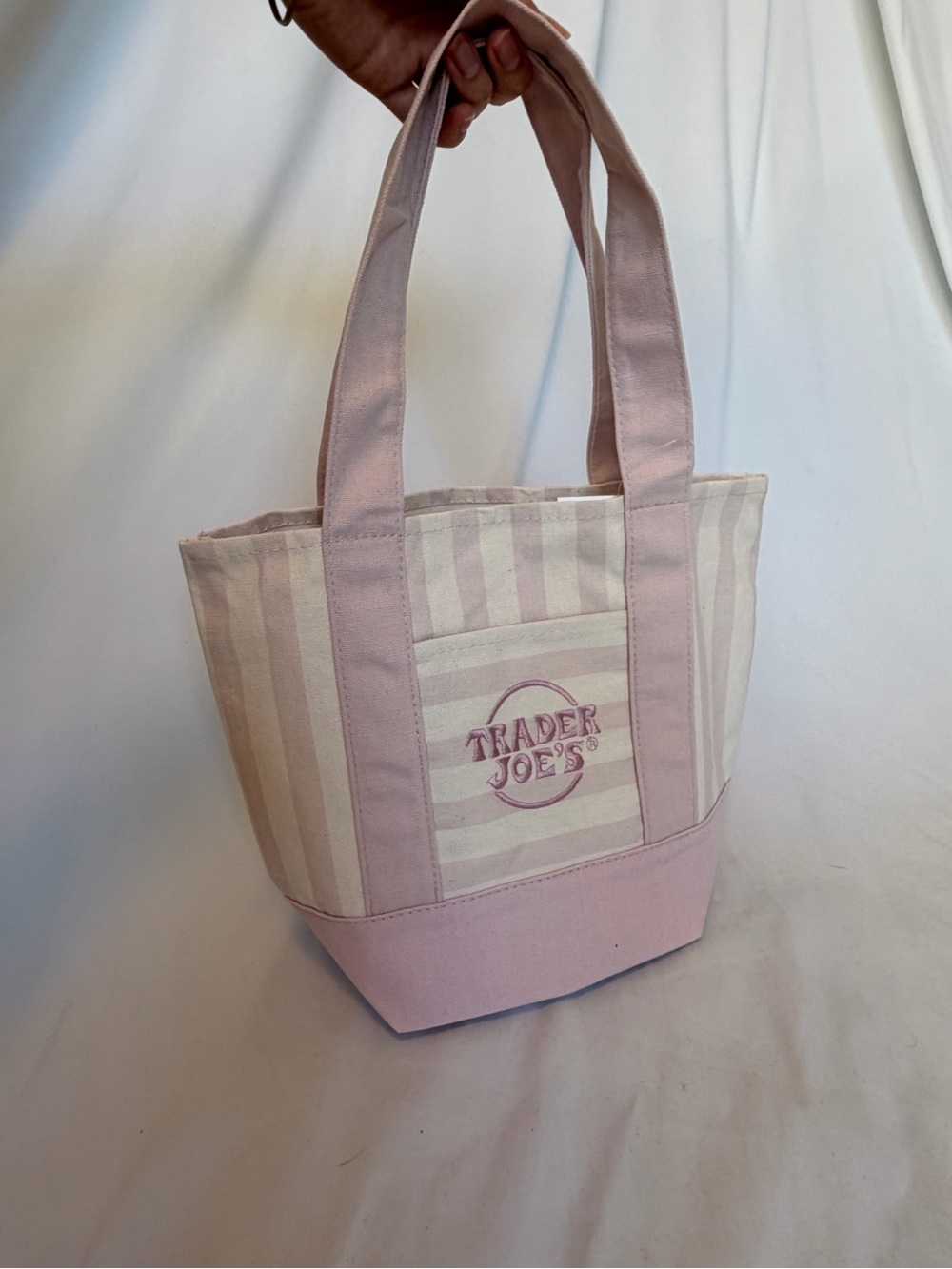 VIRAL 2026 Trader Joe's Pink Stripe Canvas Tote - Picture 3 of 4
